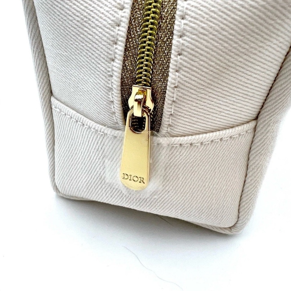 DIOR White Canvas Cosmetic Makeup Zipper Bag Pouch Clutch NWOT - Picture 5 of 6